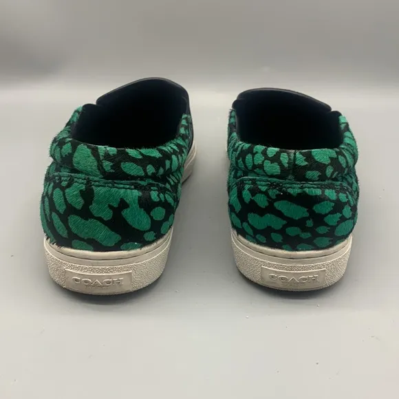 COACH SAMPLE LEATHER LEOPARD SLIP-ON SNEAKERS SIZE 9