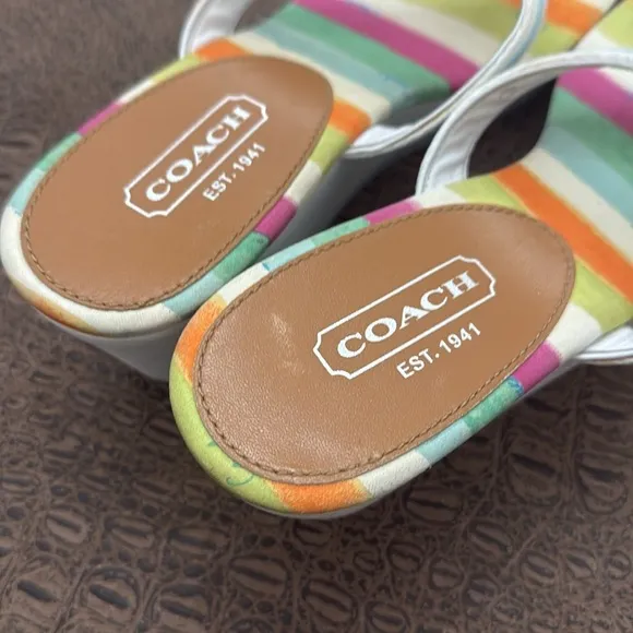 Coach Sandal Thong Heel Felicite Watercolor multi Size 8.5