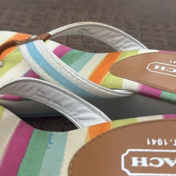 Coach Sandal Thong Heel Felicite Watercolor multi Size 8.5