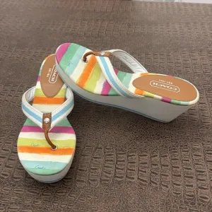 Coach Sandal Thong Heel Felicite Watercolor multi Size 8.5