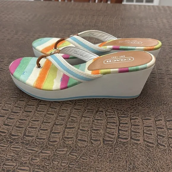 Coach Sandal Thong Heel Felicite Watercolor multi Size 8.5