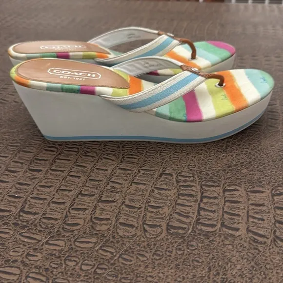 Coach Sandal Thong Heel Felicite Watercolor multi Size 8.5