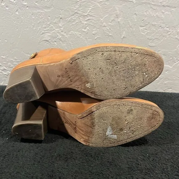 🔥🔥 COACH Waldorf Cinnamon Tan Leather Ankle Boots Booties Women Sz 10B - EUC