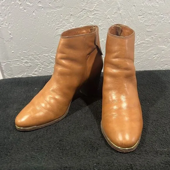 🔥🔥 COACH Waldorf Cinnamon Tan Leather Ankle Boots Booties Women Sz 10B - EUC