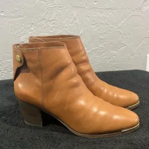 🔥🔥 COACH Waldorf Cinnamon Tan Leather Ankle Boots Booties Women Sz 10B - EUC