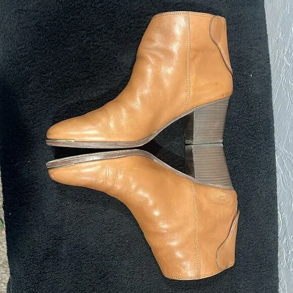 🔥🔥 COACH Waldorf Cinnamon Tan Leather Ankle Boots Booties Women Sz 10B - EUC