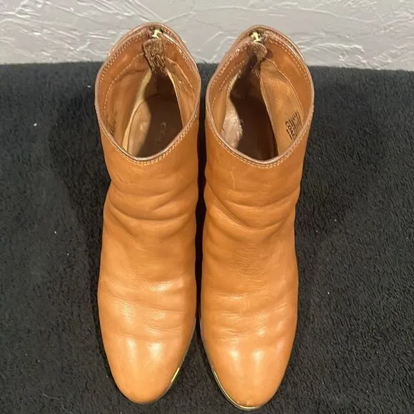 🔥🔥 COACH Waldorf Cinnamon Tan Leather Ankle Boots Booties Women Sz 10B - EUC