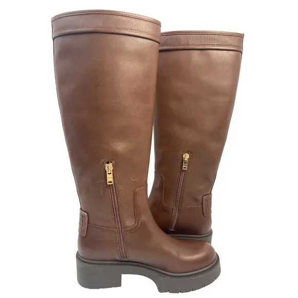 Coach Womens Lilli Leather Walnut Knee-High Boots US Size 5B