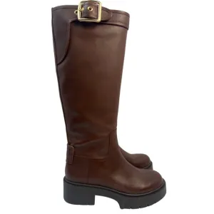 Coach Womens Lilli Leather Walnut Knee-High Boots US Size 5B