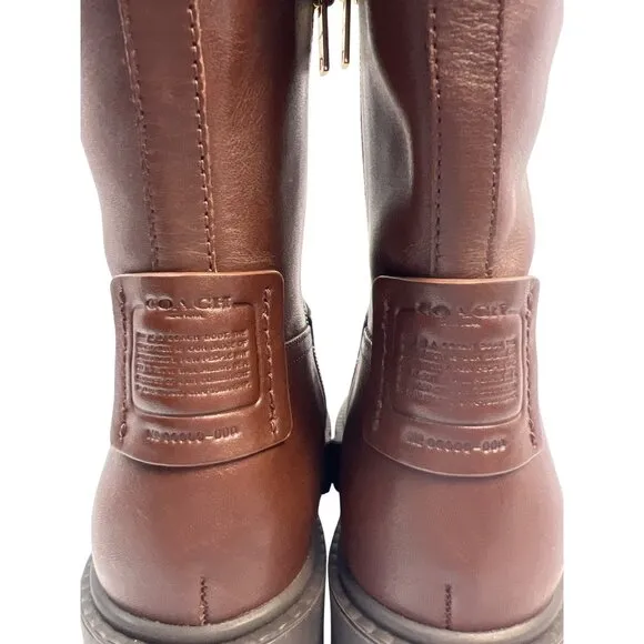 Coach Womens Lilli Leather Walnut Knee-High Boots US Size 5B