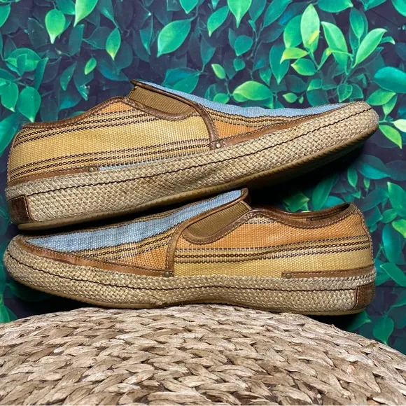 Cole haan blue green orange canvas slip on sneakers