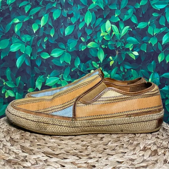 Cole haan blue green orange canvas slip on sneakers
