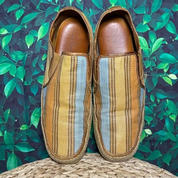 Cole haan blue green orange canvas slip on sneakers