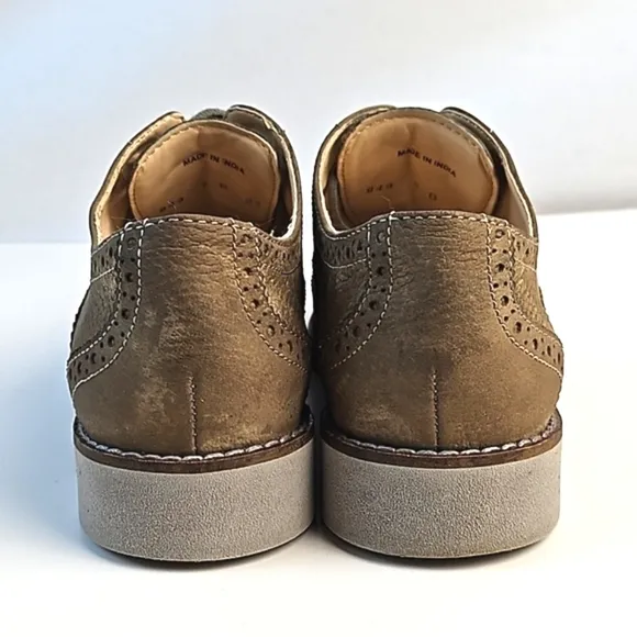 Cole Haan Breslyn Textured Nubuck Leather Lace-up Wingtip Oxford in Tawny Port