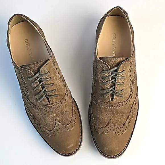 Cole Haan Breslyn Textured Nubuck Leather Lace-up Wingtip Oxford in Tawny Port