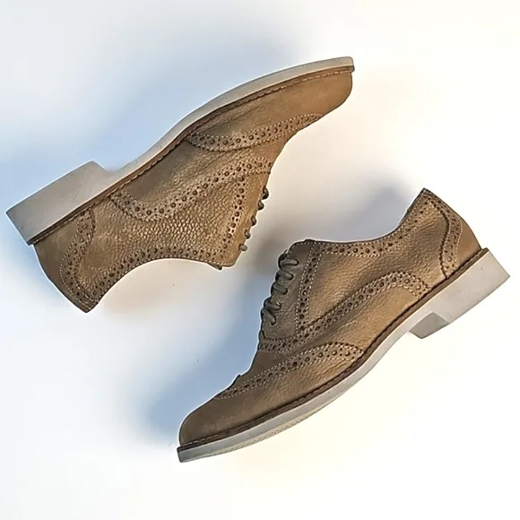 Cole Haan Breslyn Textured Nubuck Leather Lace-up Wingtip Oxford in Tawny Port