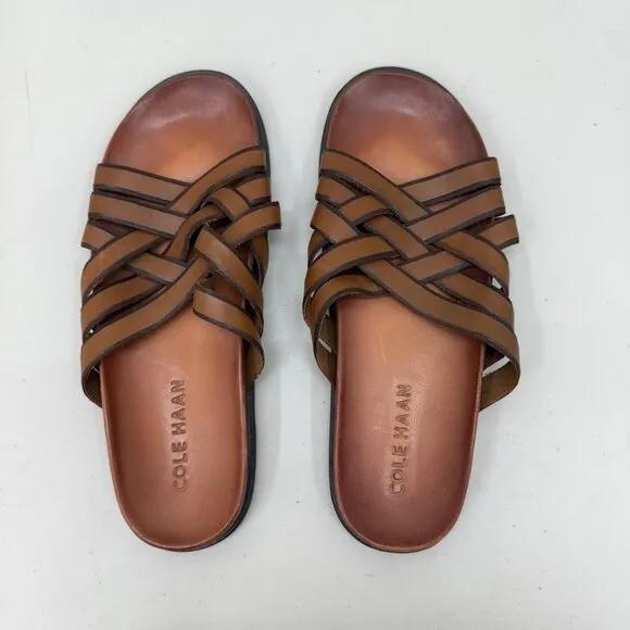 Cole Haan Feathercraft Woven Leather Slide Sandals Shoes C30861 Mens size 10 M