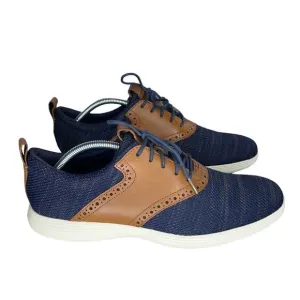 Cole Haan Grand Tour Knit Oxford Blue and Tan Dress Men's Shoes Like New Size 10
