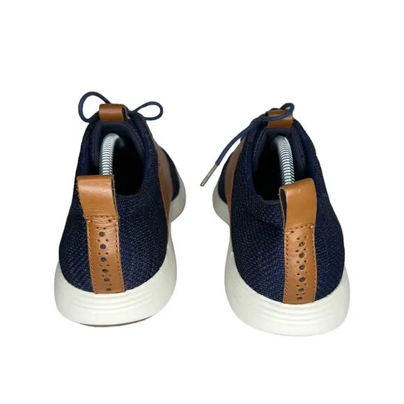 Cole Haan Grand Tour Knit Oxford Blue and Tan Dress Men's Shoes Like New Size 10