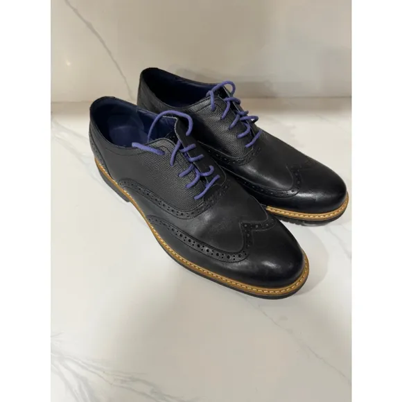 Cole Haan Great Jones Wingtip Oxford Shoes Black Mens Size 10.5