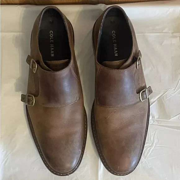 Cole Haan Men's Monk Strap Dress Shoes Size 10 M Leather Brown ( READ 👇🏼)