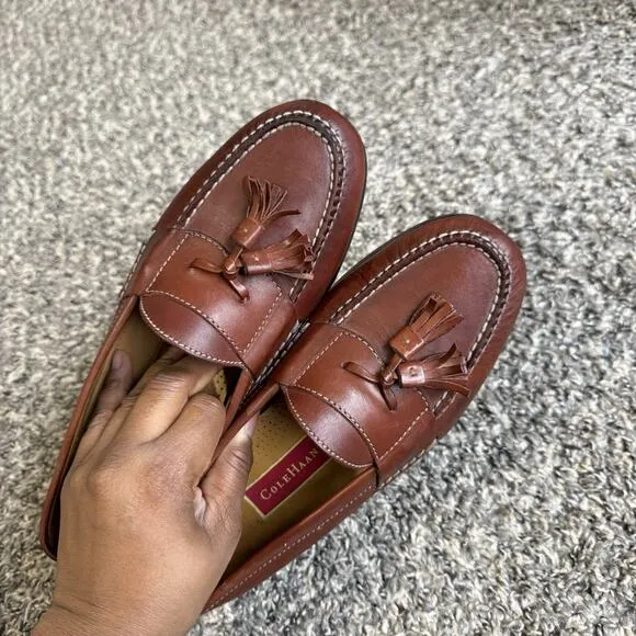 Cole Haan Men's Pinch Tassel Dress Loafer Shoes Saddle Tan Brown size 8 D