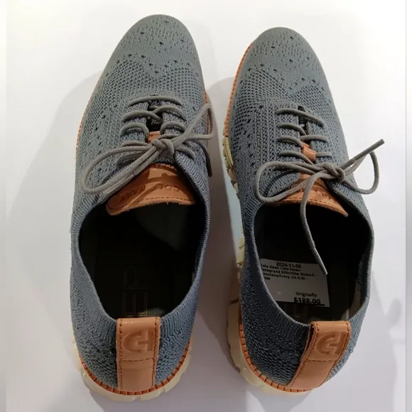 Cole Haan Mens (Size 10.5W) Ironstone/Ivory Zerogrand Oxford Shoes (NWT)