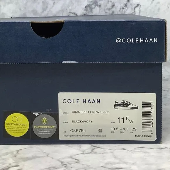 Cole Haan Mens Size 11.5W Black/Ivory GrandPrø Crew Sneaker Shoes Lace Up L10-15