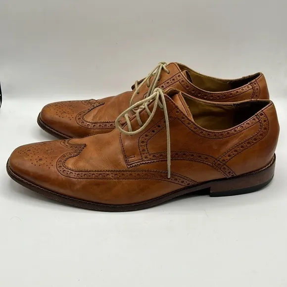 Cole Haan Nike Air Men's Leather Tan Wingtip Dress Shoes Size 11.5