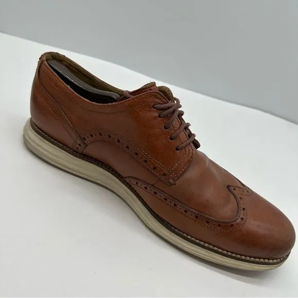Cole Haan Original Grand Mens 10.5 Woodbury/Ivory Wingtip Oxford Dress Shoes