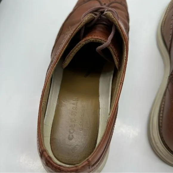 Cole Haan Original Grand Mens 10.5 Woodbury/Ivory Wingtip Oxford Dress Shoes