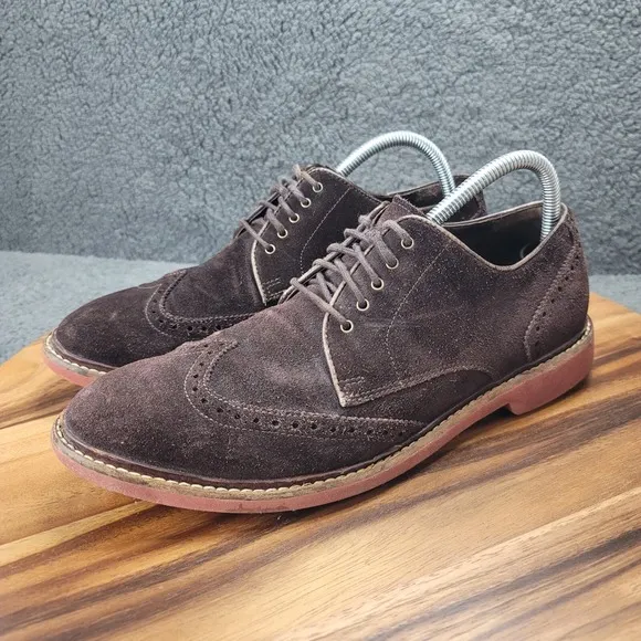 Cole Haan Oxford Shoes Mens 9.5 M Brown Suede Wingtip Dress C11870
