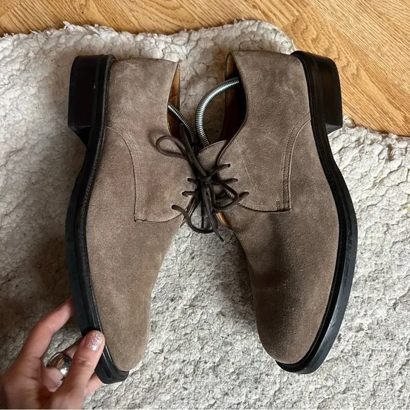 Cole Haan Taupe Suede Oxford Lace Up Dress Shoes - Size 11.5D - Made in Brazil