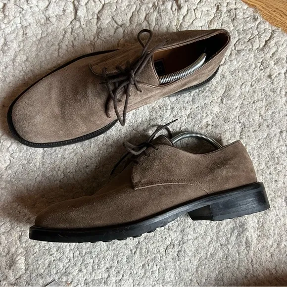 Cole Haan Taupe Suede Oxford Lace Up Dress Shoes - Size 11.5D - Made in Brazil