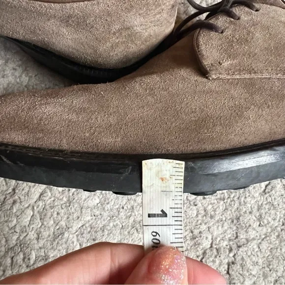 Cole Haan Taupe Suede Oxford Lace Up Dress Shoes - Size 11.5D - Made in Brazil