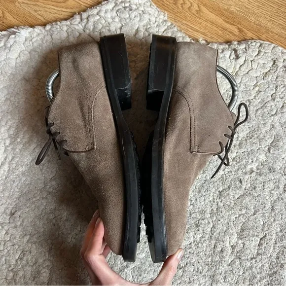 Cole Haan Taupe Suede Oxford Lace Up Dress Shoes - Size 11.5D - Made in Brazil