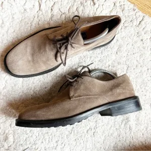 Cole Haan Taupe Suede Oxford Lace Up Dress Shoes - Size 11.5D - Made in Brazil