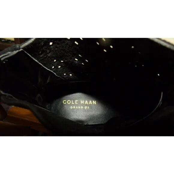 Cole Haan Womens 6B Jayne Suede  Black Laser Cut Booties New NO BOX