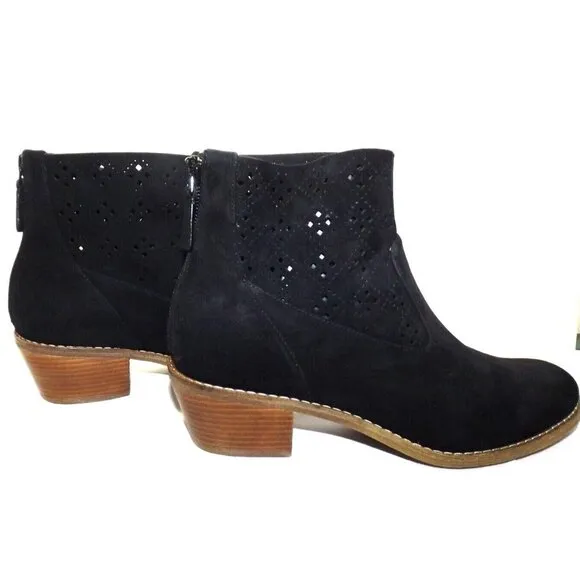 Cole Haan Womens 6B Jayne Suede  Black Laser Cut Booties New NO BOX