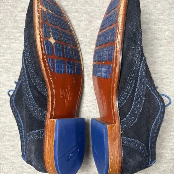Cole Haan Mens Blue Suede Wingtip Oxford Dress Shoes Size 10M