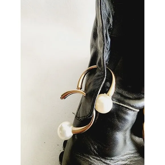 Coliac Cake Embellished Derby Piercing  Pearl Combat Boots 5 With Imperfections