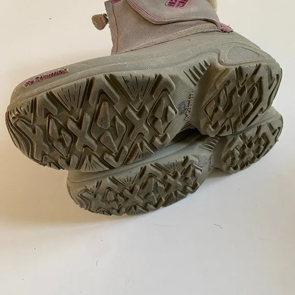 Columbia girl's size 3 omni-heat lined winter boots w/ front zipper in grey EUC