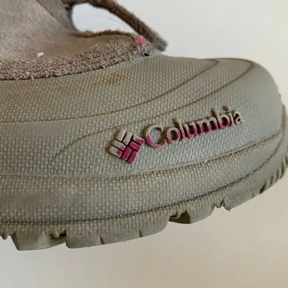 Columbia girl's size 3 omni-heat lined winter boots w/ front zipper in grey EUC