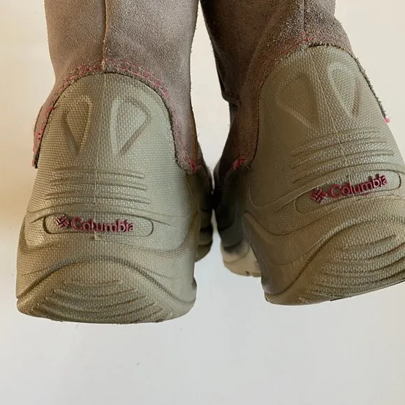 Columbia girl's size 3 omni-heat lined winter boots w/ front zipper in grey EUC