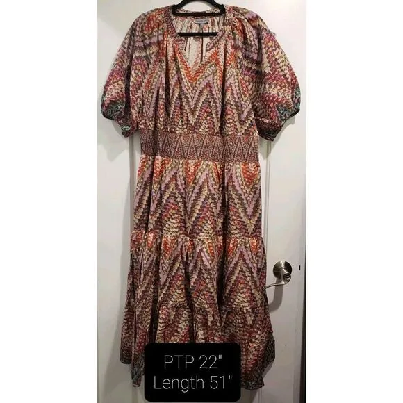 Conditions Apply Anthropologie Plus Size Puff‎ Sleeve Pink Dress Size 20W NWOT