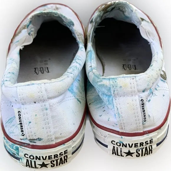 Converse Chuck Taylor Slip-On Customized Paint Splatter Skateboarding Men’s 11