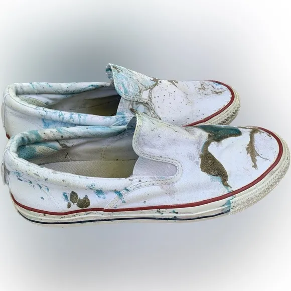Converse Chuck Taylor Slip-On Customized Paint Splatter Skateboarding Men’s 11