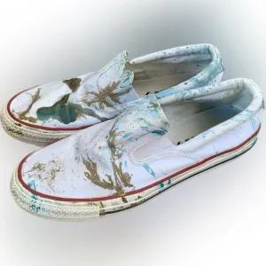 Converse Chuck Taylor Slip-On Customized Paint Splatter Skateboarding Men’s 11