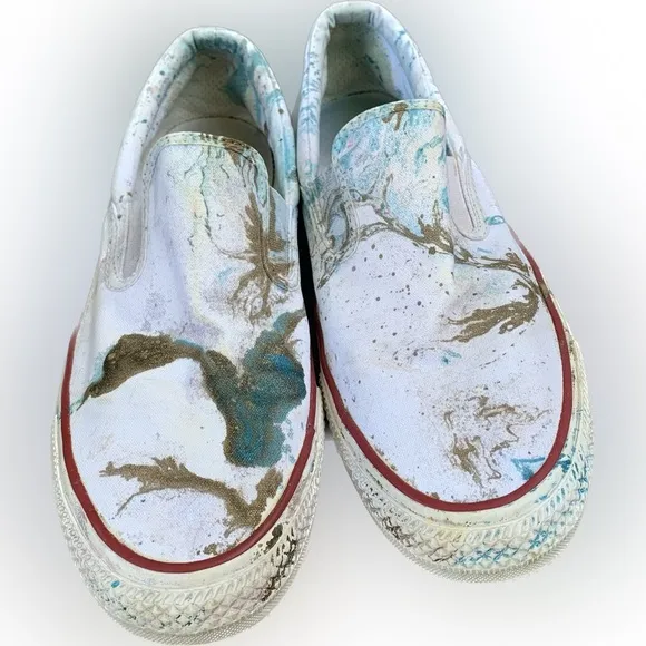 Converse Chuck Taylor Slip-On Customized Paint Splatter Skateboarding Men’s 11