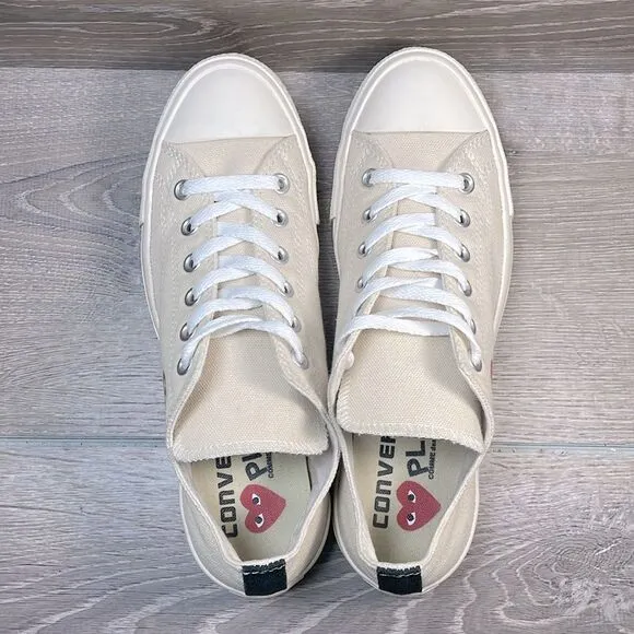 Converse Comme des Garçons Play Women’s Sz 10 Single Heart Chuck Cream Sneakers